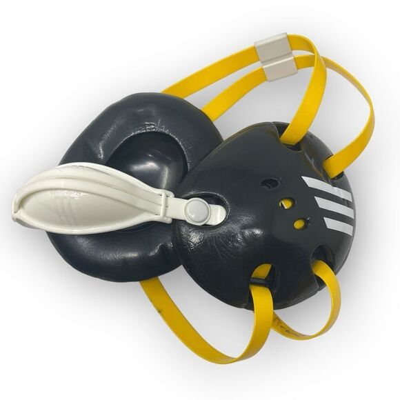 Adidas Response Wrestling Headgear Earguards Black Yellow Straps White Chin Cup - Picture 1 of 10